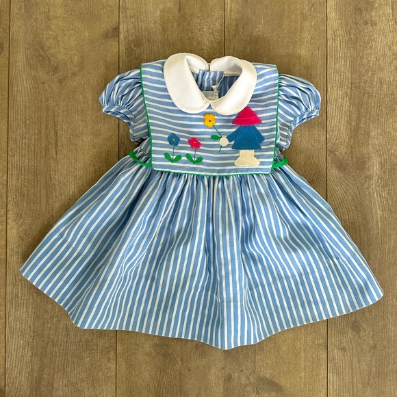 Vintage 24M Girl Striped Tie Front Dress Lord & Taylor Jayne Copeland - Picture 2 of 16